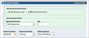 A screen shot showing the second step in adding a monetary donation.