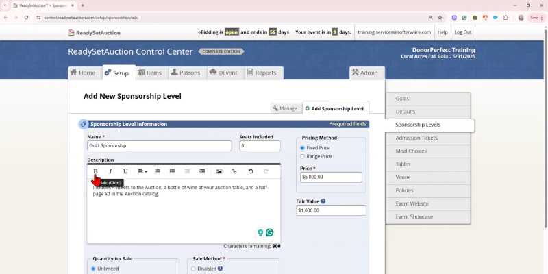5) Enabling and Creating Tickets and Sponsorships