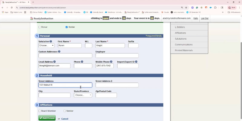 9) Adding Bidders, Recording RSVPs, Assigning Tables