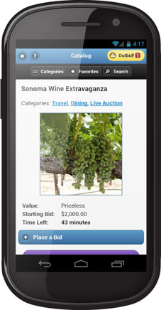 Thumbnail image of ReadySetAuction Live on a phone. Click to enlarge.